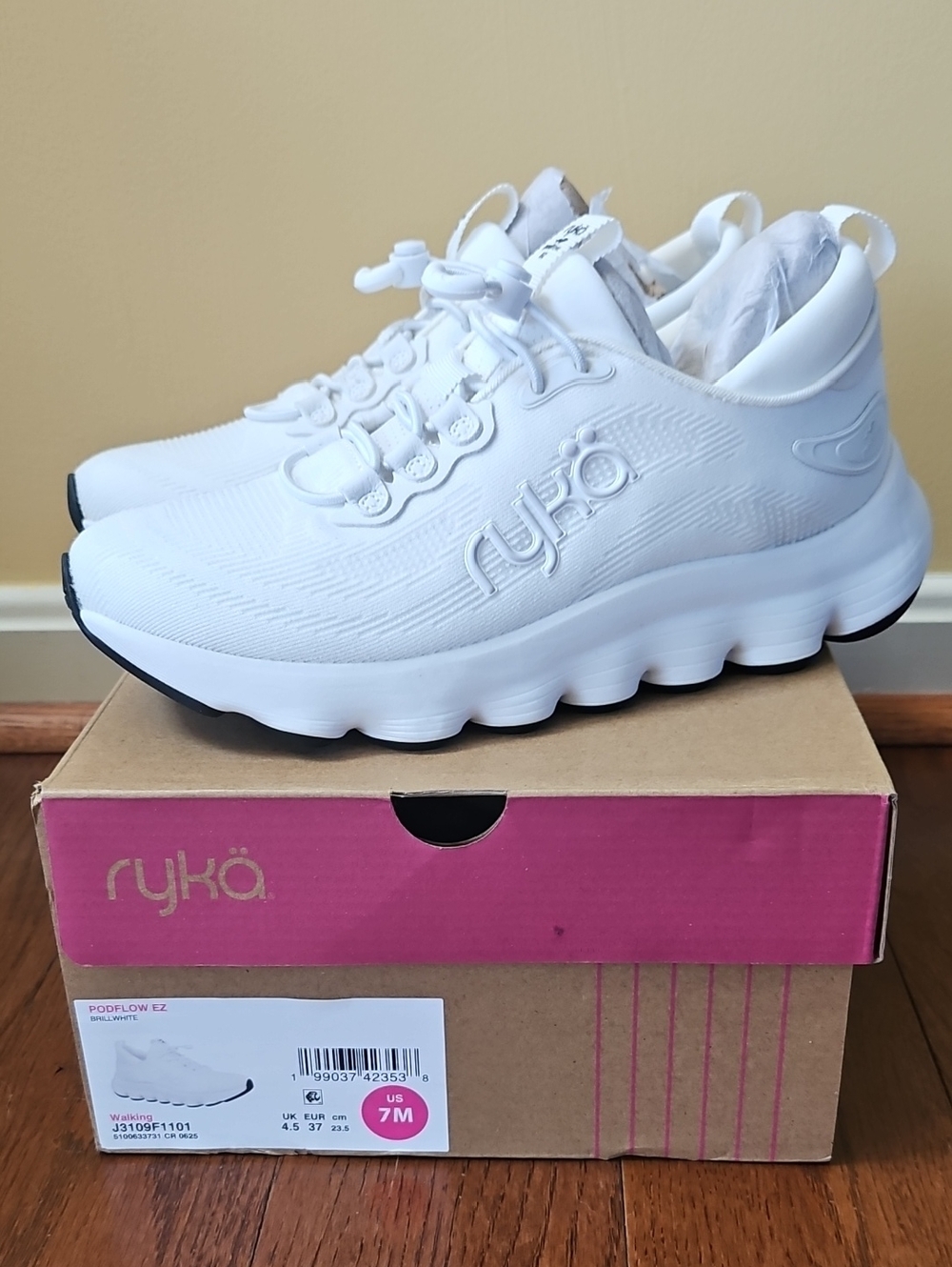 Ryka Podflow EZ BrillWhite Walking Sneakers